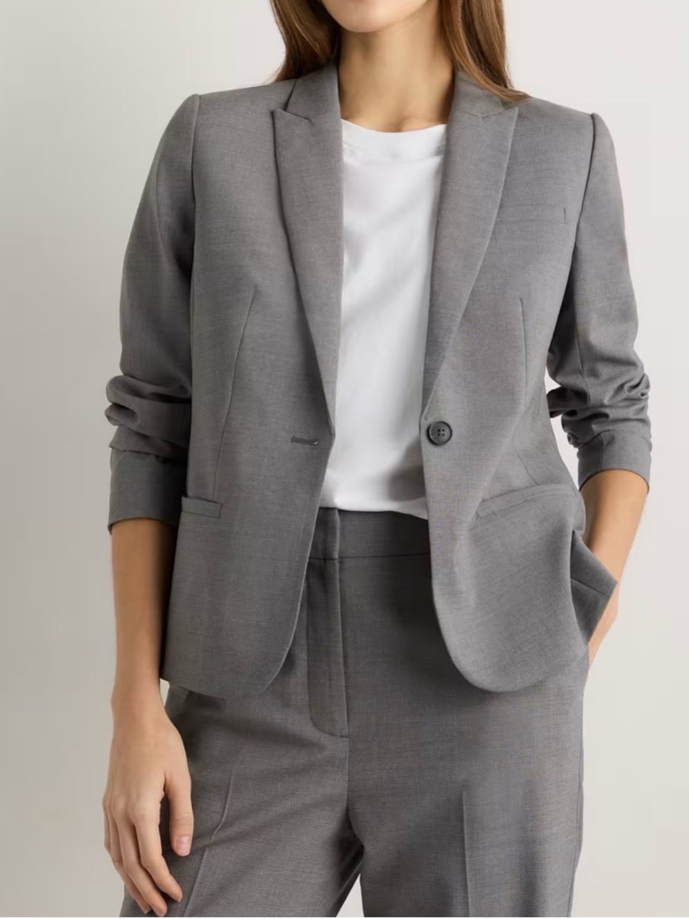Ann Taylor Gray Blazer Size 2P Like New